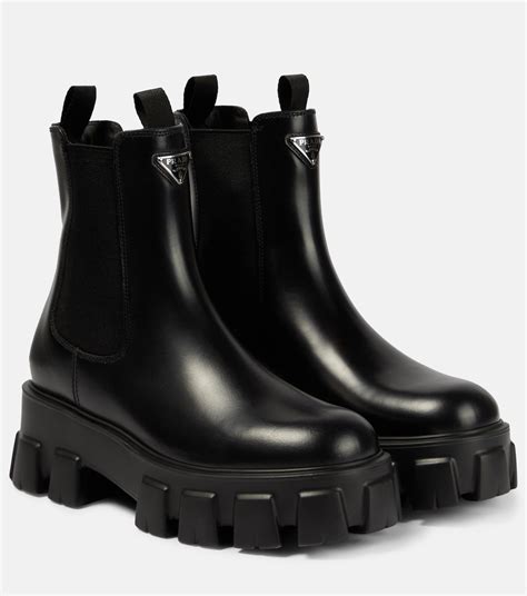 prada lug sole chelsea boot|Prada black monolith leather boots.